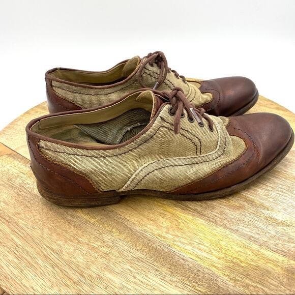 Frye Harvey Canvas Oxfords Leather Wing Tips Heritage Academia Preppy main image 6